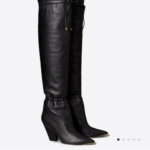 Tory Burch Lila Black over Knee-High Women's Boots